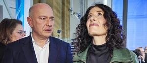 Wahlen in Berlin: Wahlsieger Kai Wegner Bettina Jarasch DEU,Deutschland, Berlin,12.02.2023: Wahlsieger Kai Wegner Bettina Jarasch Spitzenkandidatin der Partei Die Grünen. Kai Wegner hat mit der CDU ein starkes Wahlergebnis eingefahren. Die CDU ist stärkste Partei im Berliner Abgeordnetenhaus. *** Elections in Berlin election winner Kai Wegner Bettina Jarasch DEU,Germany, Berlin,12 02 2023 election winner Kai Wegner Bettina Jarasch top candidate of the party The Greens Kai Wegner has brought in a strong election result with the CDU The CDU is the strongest party in the Berlin House of Representatives