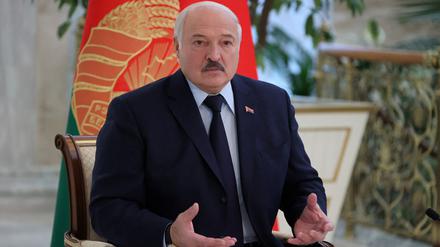 Der russische Staatspräsident Aljaksandr Lukaschenko auf einer Pressekonferenz in Minsk.