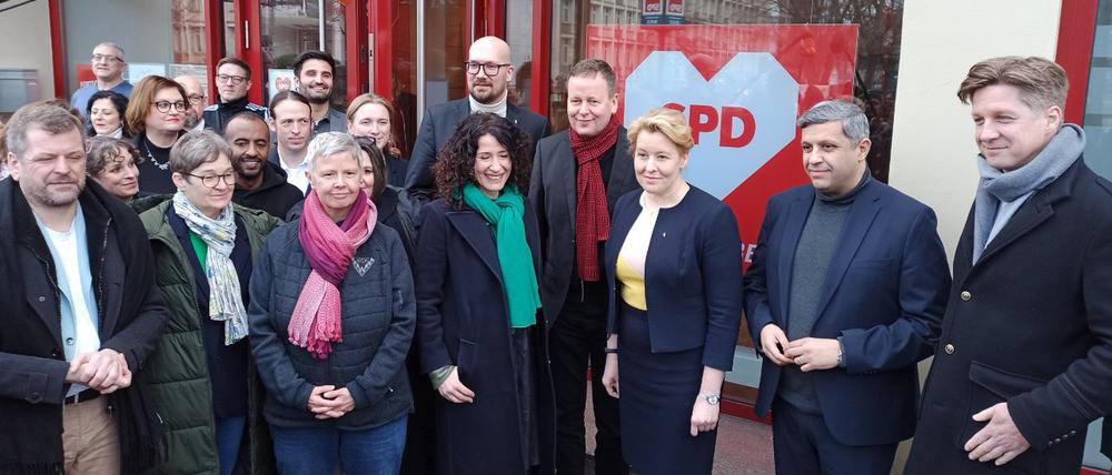 Sondierungen von SPD, Grünen und Linke am 21. Februar am Kurt-Schumacher-Haus in Berlin-Wedding.