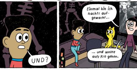 Eine Seite aus „Boris, Babette und lauter Skelette“ von Tanja Esch.