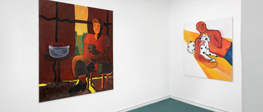 Blick in die Ausstellung „The Good Boi“ von Josip Novosel in der Galerie Noah Klink.