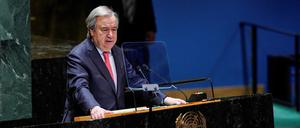 Der Generalsekretär der Vereinten Nationen, António Guterres, spricht während einer Sitzung der Generalversammlung der Vereinten Nationen.