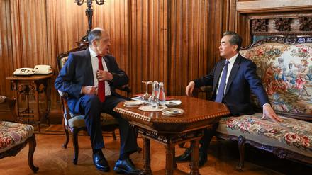 Chinas Chefdiplomat Wang Yi, russischer Außenminister Sergej Lawrow am Mittwoch in Moskau. 