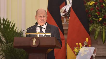 Bundeskanzler Olaf Scholz beim Gipfeltreffen der G20-Staaten in Indien. 