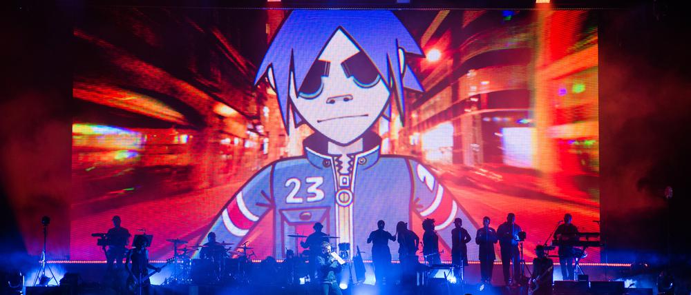 Die Gorillaz 2017 in der Max-Schmeling-Halle in Berlin auf.