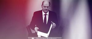 Bundeskanzler Olaf Scholz (SPD) bei seiner Zeitenwende-Rede