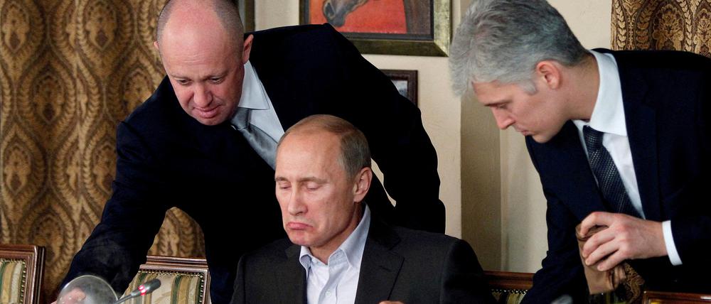 Wagner-Chef Jewgeni Prigoschin (l.) neben Russlands Präsident Wladimir Putin.