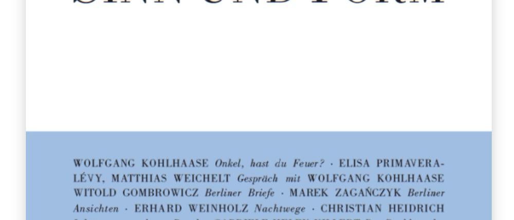 Das Cover der letzten Ausgabe von „Sinn und Form“ vor dem Urteil.