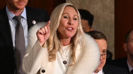 US-Republikanerin Marjorie Taylor Greene während der Rede von Präsident Joe Biden zur Lage der Nation
