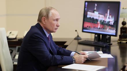 Wladimir Putin am 27. Februar 2023 in einer Videokonferenz.