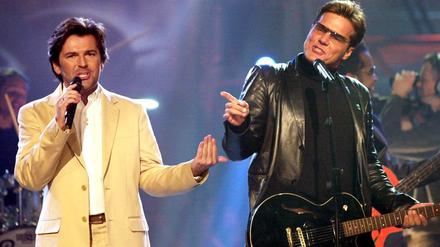 Das Popduo Modern Talking, Thomas Anders (li.) und Dieter Bohlen..