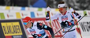 Startläufer Eric Frenzel wechselte als Erster, am Ende war dann aber doch Norwegen vorn.