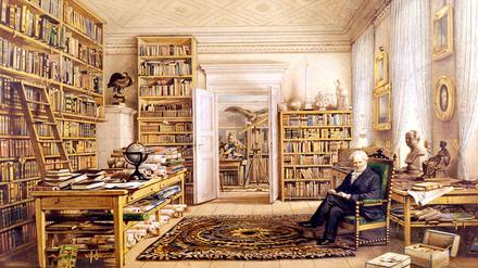 Alexander von Humboldt in seinem Studierzimmer in der Oranienburger Straße in Berlin. 