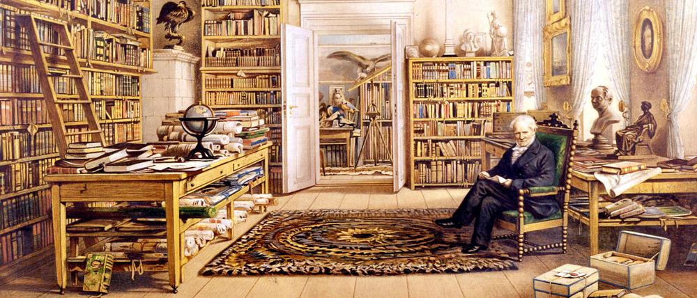 Alexander von Humboldt in seinem Studierzimmer in der Oranienburger Straße in Berlin. 