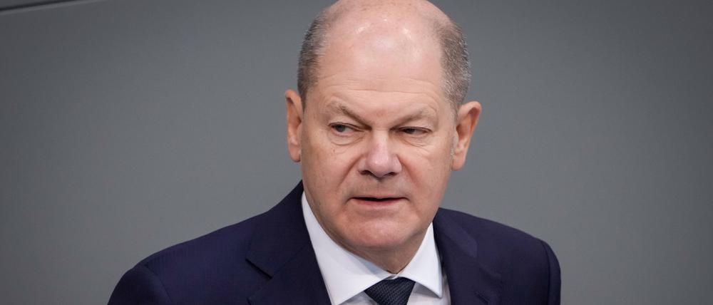 Bundeskanzler Olaf Scholz im Bundestag.