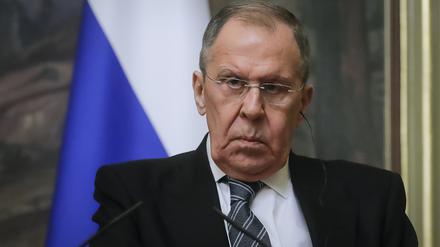 Sergej Lawrow, Außenminister von Russland, bei einer Pressekonferenz (Archivbild)