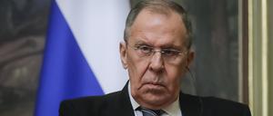 Sergej Lawrow, Außenminister von Russland, bei einer Pressekonferenz (Archivbild)