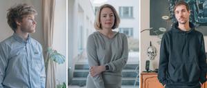 Gosha Mnatsakano, Natalie Goldman und Sasha Andjelo im Februar 2023 in Berlin.