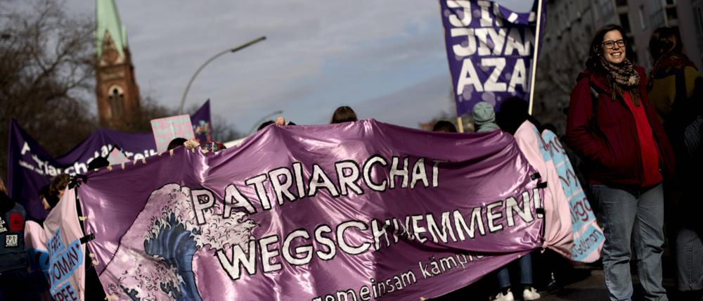 Demonstrantinnen beim Internationalen Frauentag in Berlin 2020.