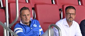 Herthas Präsident Kay Bernstein (links) und Fredi Bobic pflegen nicht das beste Verhältnis.