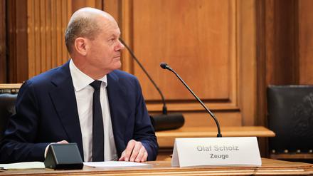 Bundeskanzler Olaf Scholz (SPD) als Zeuge beim Parlamentarischen Untersuchungsausschuss zum Cum-ex-Skandal.