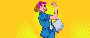 Business woman hand gesture we can do it pop art style