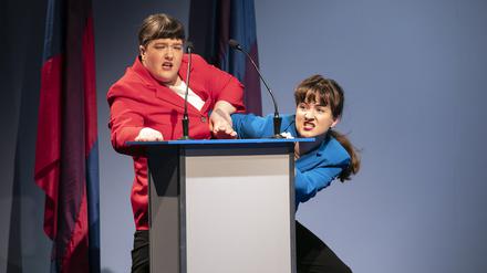 Das inklusive Theater Thikwa zeigte einen Auschnitt aus dem Stück „Merkel“.
