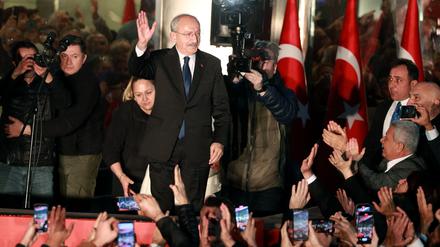 Turkish opposition parties names Kemal Kilicdaroglu (Chairman of CHP) as presidential candidate to challenge Recep Tayyip Erdogan in Ankara. After the announcement of his presidential candidacy, CHP Chairman Kemal Kilicdaroglu, together with his wife Selvi Kilicdaroglu, Istanbul Metropolitan Mayor Ekrem Ä°mamoglu and Ankara Metropolitan Mayor Mansur Yavas, addressed the crowd at CHP Headquarters. Ankara, Turkey, on March 06, 2023. Photo by Riza Ozel/DVM/ABACAPRESS.COM