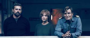 Roscovitz (Klaas Heufer-Umlauf, l-r), Charlie Wagner (Leonie Benesch) und Alban (Oliver Masucci) mussten in der Serie „Der Schwarm“ nicht weniger als die Welt retten.