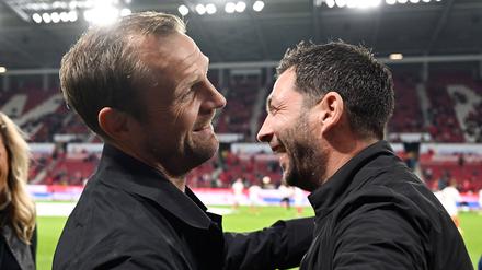 „Wir kennen und gut, schätzen uns“, sagt Bo Svensson (l.), der Trainer von Mainz 05, über Sandro Schwarz.
