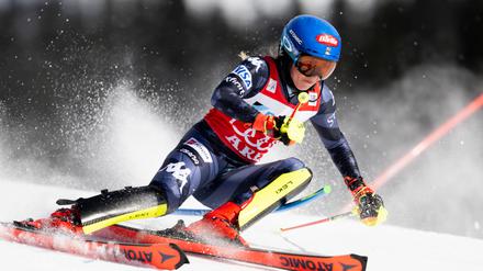 Voll auf Kurs. Mikaela Shiffrin bei ihrer Rekordfahrt.