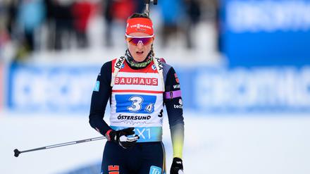 Böse Miene zum schlechten Ergebnis. Denise Herrmann-Wick enttäuschte in Östersund.