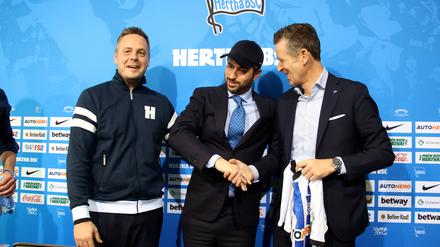 Auf gute Zusammenarbeit. Kay Bernstein, Joshua Wander und Tom Herrich (von links) wollen Hertha BSC nach vorne bringen. 