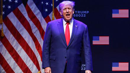 Ex-US-Präsident Trump bei einem Wahlkampfauftritt in Iowa.