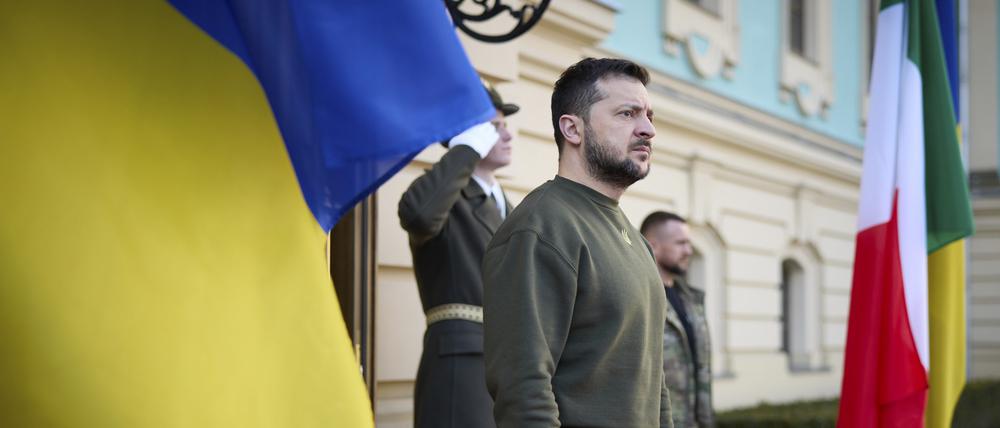 Der ukrainische Präsident Selenskyj am 21. Februar 2023 in Kiew. 