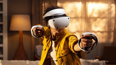 Futuristisch. Das Virtual-Reality-Headset „Playstation VR2“.