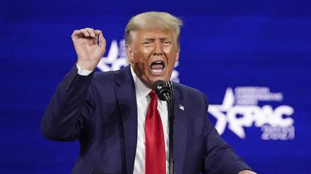Donald Trump, ehemaliger Präsident der USA, spricht auf der Konferenz CPAC, einer Veranstaltung konservativer Aktivisten. 