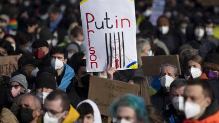 Demonstration gegen den russischen Krieg gegen die Ukraine in Berlin.