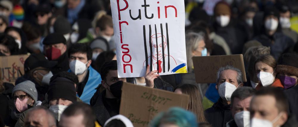 Demonstration gegen den russischen Krieg gegen die Ukraine in Berlin.