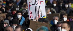 Demonstration gegen den russischen Krieg gegen die Ukraine in Berlin.
