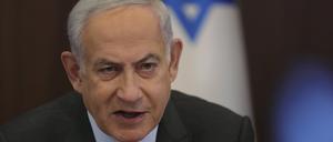 Benjamin Netanjahu, Premierminister von Israel, nimmt an der wöchentlichen Kabinettssitzung im Büro des Premierministers teil.