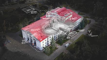 Digitale Rekonstruktion des zerstörten Theaters in Mariupol: Foto: Courtesy of the CST