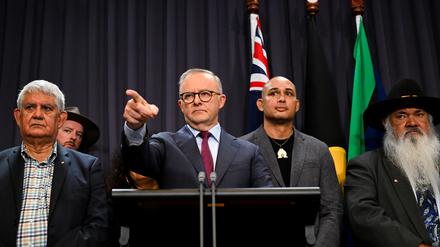 Australiens Premier Anthony Albanese wurde bei seiner Rede zum Referendum emotional.