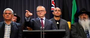 Australiens Premier Anthony Albanese wurde bei seiner Rede zum Referendum emotional.
