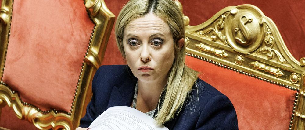 Giorgia Meloni, Ministerpräsidentin von Italien, in einer Parlamentssitzung.