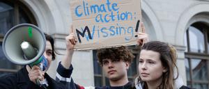 Luisa Neubauer von Fridays For Future bei einer Aktion im März.