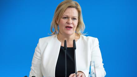 Bundesinnenministerin Nancy Faeser nach dem Treffen mit EU-Amtskollegen am Freitag in Berlin.