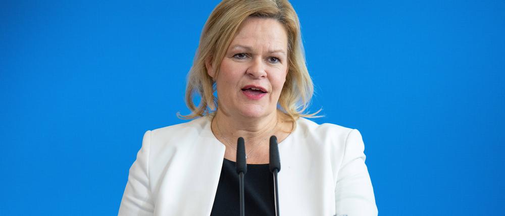Bundesinnenministerin Nancy Faeser nach dem Treffen mit EU-Amtskollegen am Freitag in Berlin.