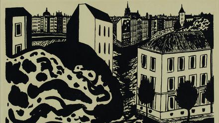 Lithografie von Werner Heldt „Ohne Titel (Berliner Stadtlandschaft)„ von 1949.