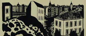 Lithografie von Werner Heldt „Ohne Titel (Berliner Stadtlandschaft)„ von 1949.